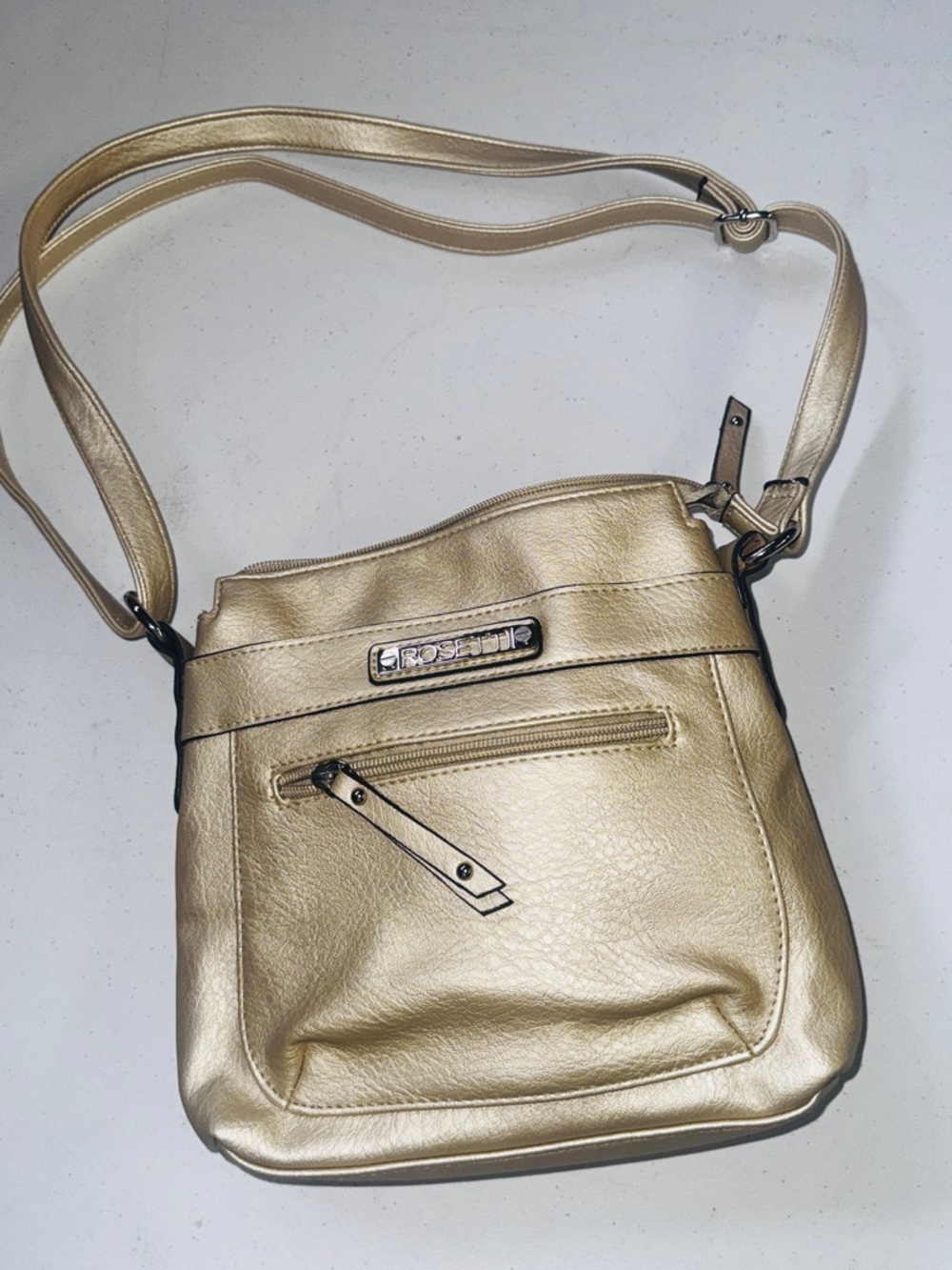 Rosetti Metallic Champagne Crossbody Bag